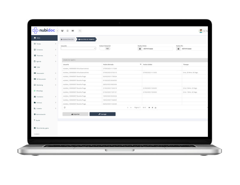 Nubidoc: Registro de jornada para clínicas: control de presencia del personal